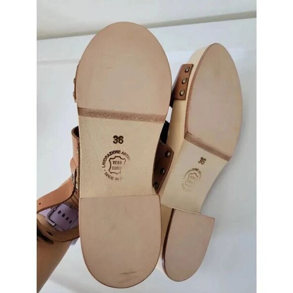The Italian Clog Women's clogs with light brown leather bands Handmade 36 NWOB $ - Picture 5 of 8